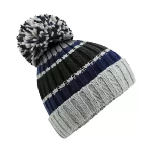 Image of Beechfield Hygge Striped Beanie (One Size) (Steel Blue)