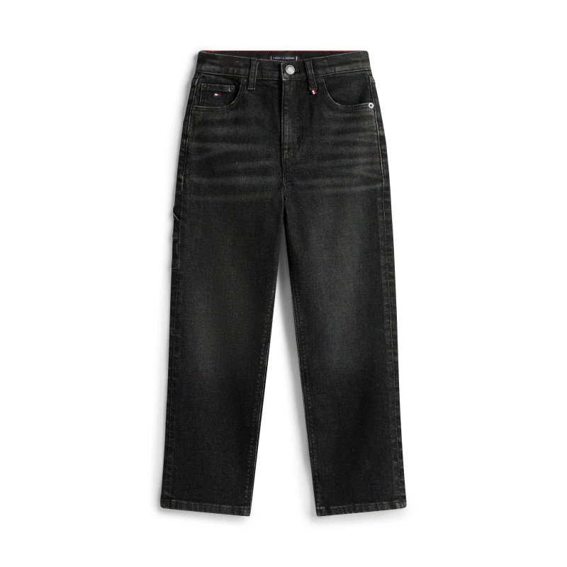 Image of Tommy Hilfiger Kids Relaxed Wide Leg Jeans Black Denim 1BY male 10Y