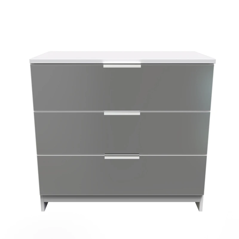 Image of Poole 3 Drawer Chest In Black & White (Ready Assembled)