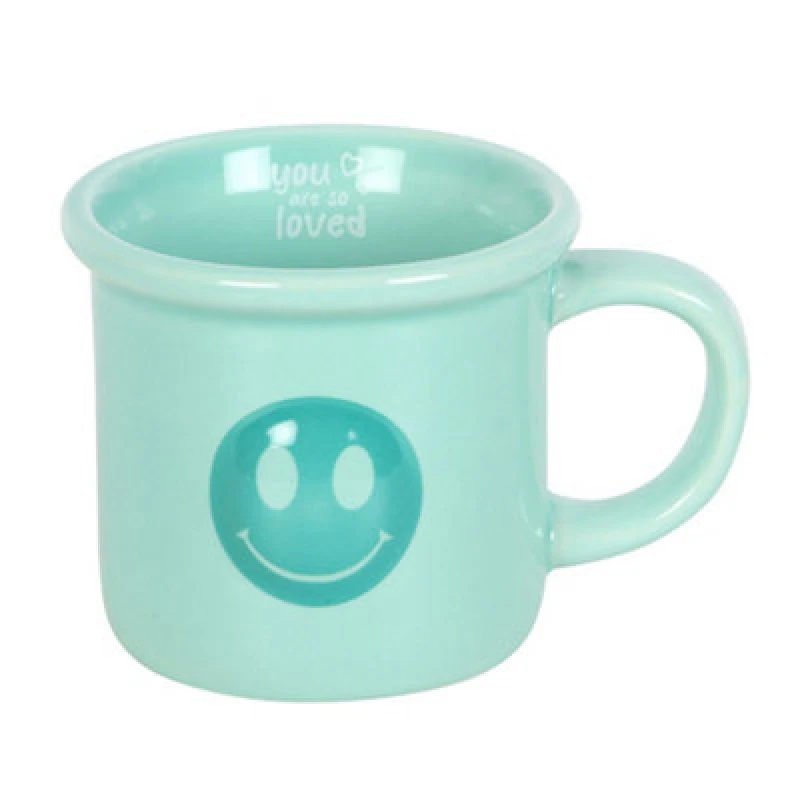 Image of Something Different Something Different You Are So Loved Happy Face Mug in Blue Blue One Size Unisex 5063574673006