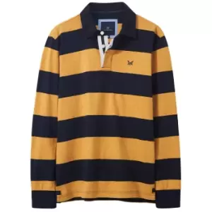 Image of Crew Clothing Mens Heritage Stripe Rugby Top Navy/Sunflower Medium