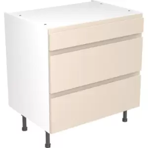 Image of Kitchen Kit Flatpack J-Pull Kitchen Cabinet Base 3 Drawer Unit Super Gloss 800mm in Cashmere MFC