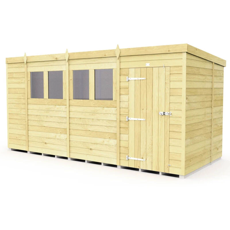 Image of Flat Pack Sheds DIY Sheds 14 x 6 Pent Shed, Brown 14X6PFF