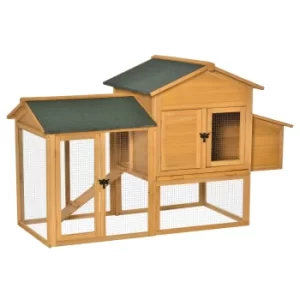 Image of Deluxe Chicken Coop 168cm Small Animal Habitat Hen House Outdoor with Run Nesting Box Slide-out Tray Waterproof Asphalt Roof Lockable Door by PawHut