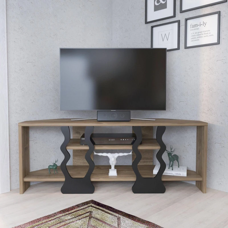 Image of Decorotika Firal Corner TV Stand TV Unit for TVs up to 45" Brown