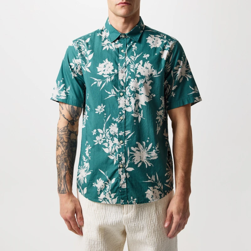 Image of Replay Floral Print Shirt - Green Green S
