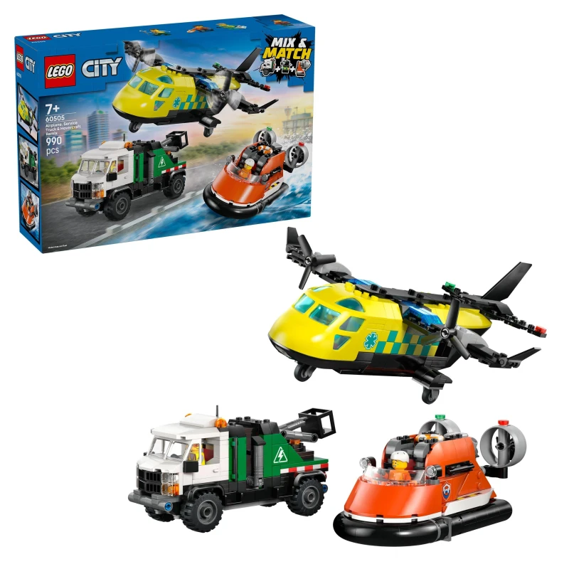 Image of LEGO City Airplane, Service Truck & Hovercraft Remix 60505