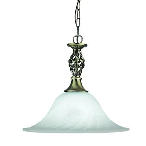 Image of 1 Light Dome Ceiling Pendant Antique Brass, Marble Glass, E27