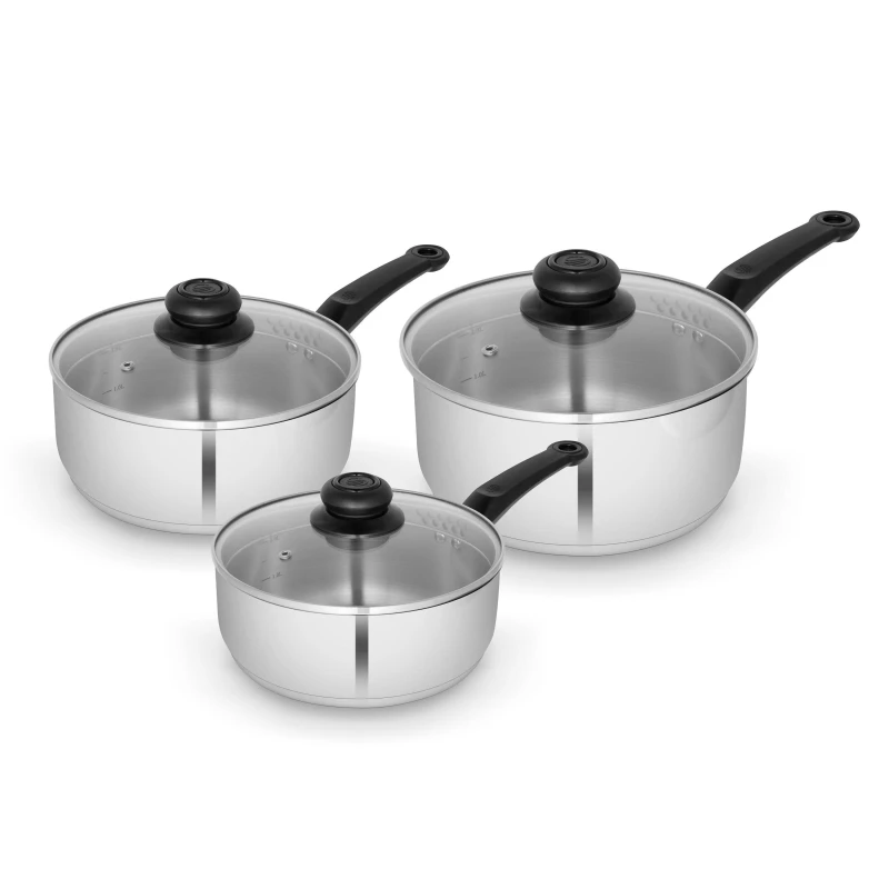 Image of Swan 3 Piece Townhouse Saucepan Set silver-coloured ONE SIZE