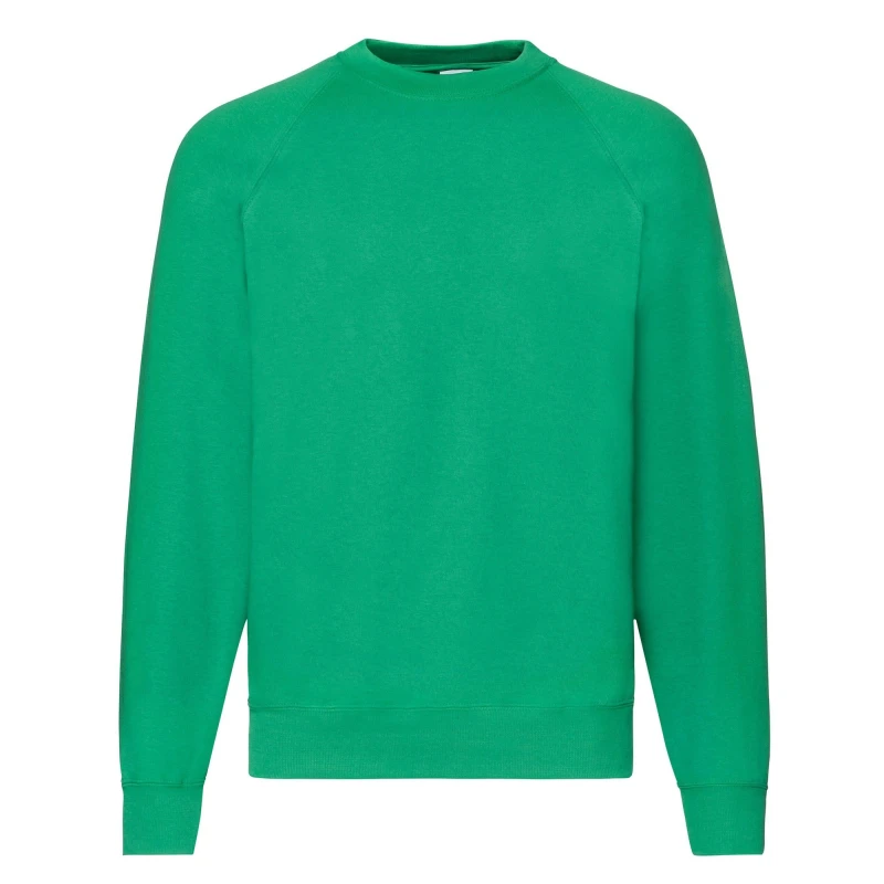 Image of Fruit Of The Loom Fruit of the Loom Men Classic 80 20 Raglan Sweatshirt in Green Size: Small Green S Male 5063470708734