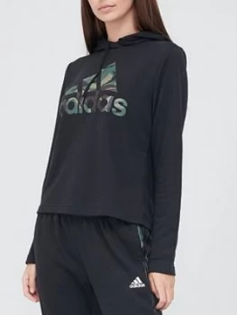 Image of adidas Camo Pullover Hoodie - Black, Size S, Women