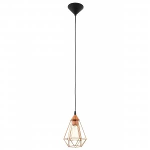 Image of EGLO ES/E27 Tarbes Copper Coloured Pendant Light 60W - 94193
