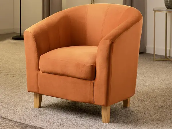 Image of Seconique Tempo Burnt Orange Velvet Tub Chair
