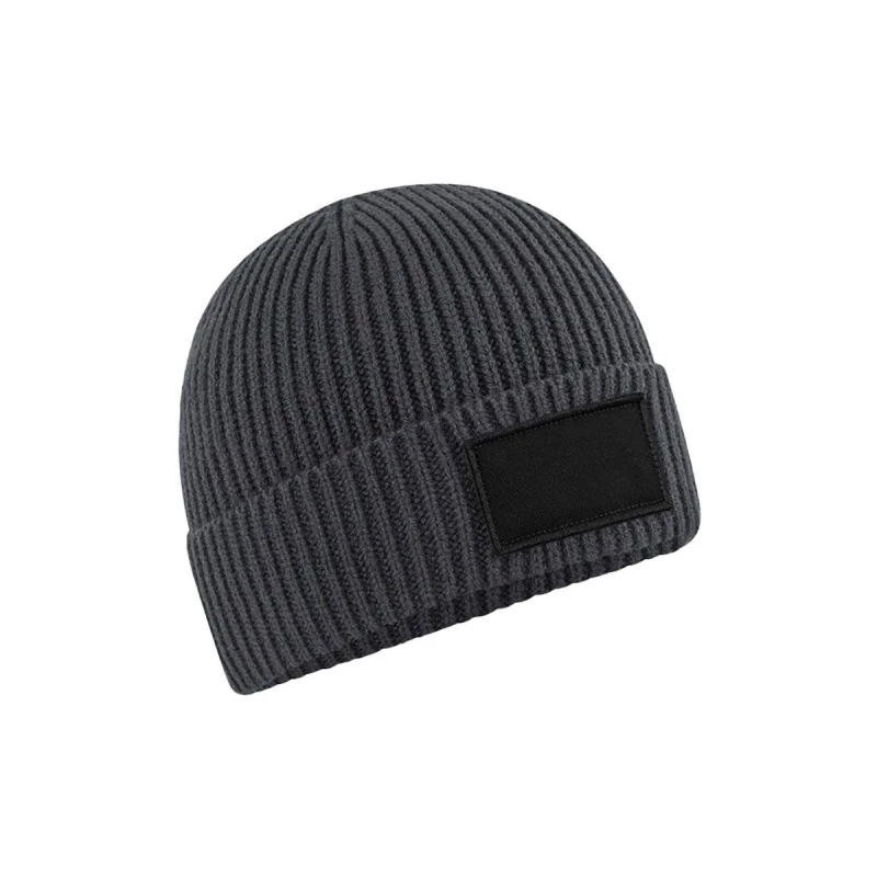 Image of Beechfield Beechfield Men Fashion Woven Patch Beanie in Grey Grey One Size Male 5063238248069