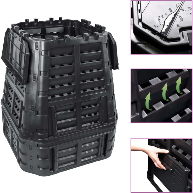 Image of VIDAXL Garden Composter Black 93.3x93.3x113cm 740 l Vidaxl 8719883869025