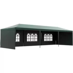 Image of Outsunny 9m x 3m Outdoor Garden Gazebo Wedding Party Tent Canopy Marquee Green - Green