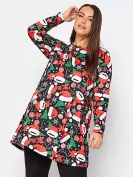 Image of Yours Novelty Mrs Clause Long Sleeve - Black, Size 34-36, Women