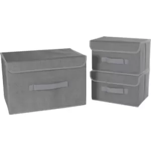 Image of Fabric Storage Boxes - Set of 3 M&W - Grey
