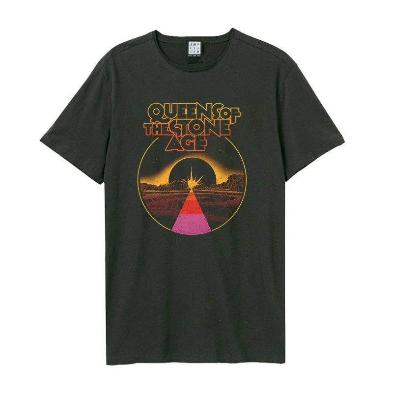 Image of Amplified Amplified Men Eye Of The Moon Queens Of The Stone Age T-Shirt in Charcoal Size: Small Charcoal S Male 5063470092178