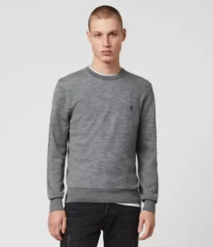 Image of AllSaints Mens Lightweight Mode Crew Jumper, Grey, Size: S