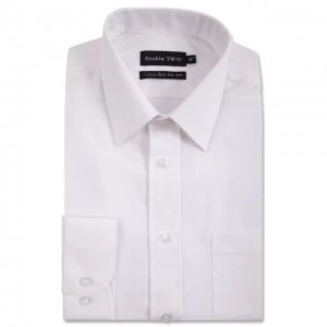 Image of Double Two White Cotton Rich Non-Iron Shirt - 15.5