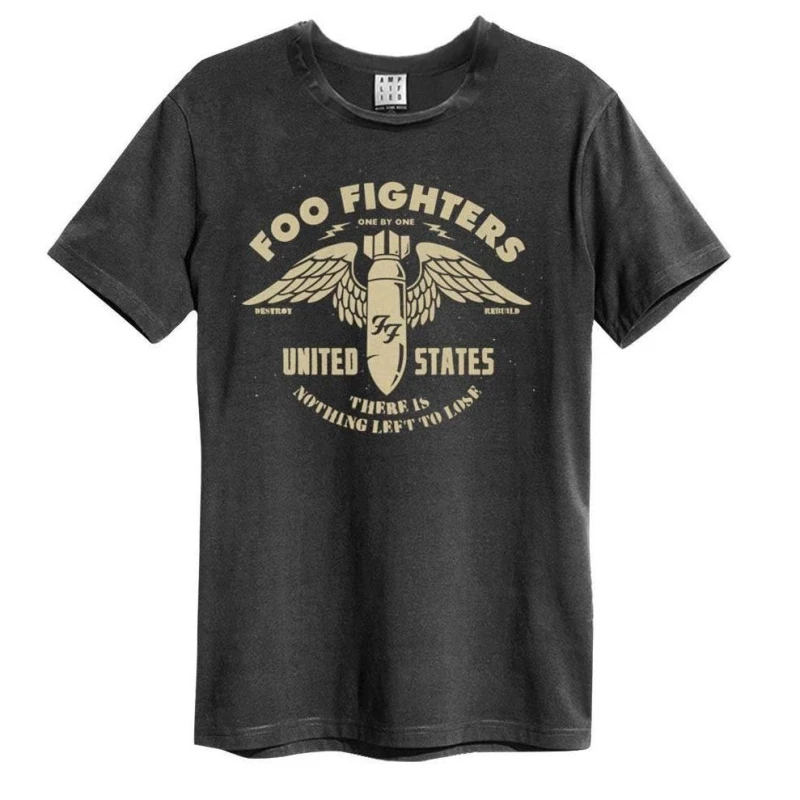 Image of Amplified Amplified Men One By One Foo Fighters T-Shirt in Charcoal Size: Small Charcoal S Male 5063470090310