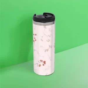 Image of Quaint Floral Pattern Stainless Steel Travel Mug