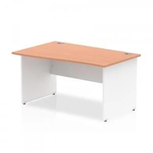 Image of Trexus Desk Wave Left Hand Panel End 1400x800mm Beech Top White Panels
