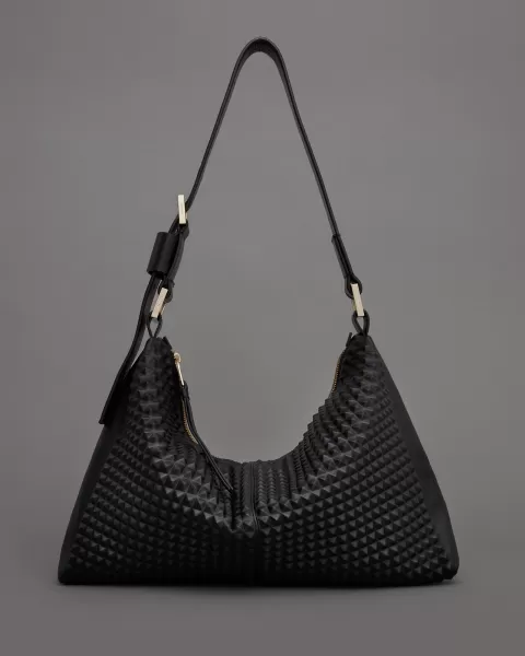 Image of AllSaints Edbury Studded Leather Shoulder Bag