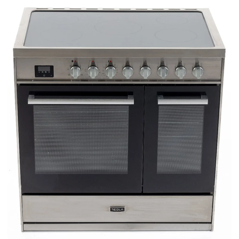Image of Tesla T90DCRCSS 90cm Professional Ceramic Range Cooker - STAINLESS STEEL T90DCRCSS