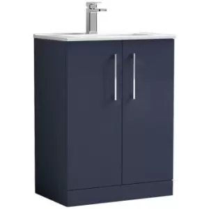 Image of Arno Matt Electric Blue 600mm 2 Door Vanity Unit with 18mm Profile Basin - ARN1703B - Electric Blue - Nuie