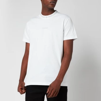 Image of Calvin Klein Jeans Mens Organic Cotton Logo Collar T-Shirt - White - XL
