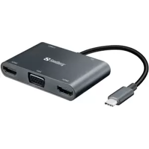 Image of Sandberg USB-C Dock 2xHDMI+1xVGA+USB+PD