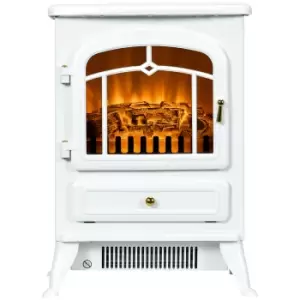 Image of HOMCOM Modern Electric Fireplace, Freestanding Electric Stove Fire with Flame Effect, 950/1850W, White