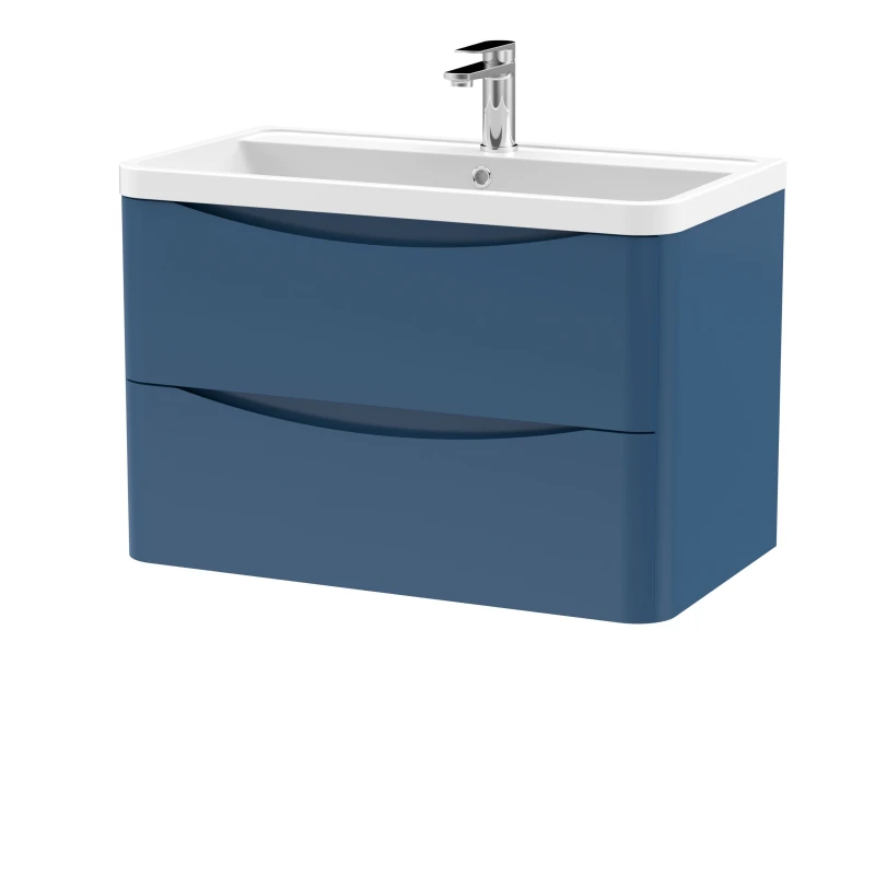 Image of Balterley Wall Hung 2 Drawer Vanity Basin Unit Polymarble Basin Blue 800mm Blue