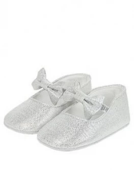 Image of Monsoon Baby Girls Everly Silver Shimmer Bootie - Silver, Size 3-6 Months