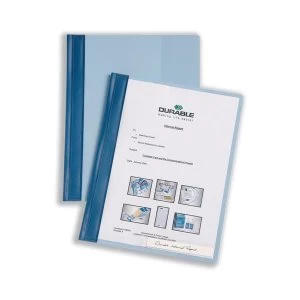 Image of Durable A4 Management Flat File Plastic Clear Front with Title Strip Blue Pack of 25