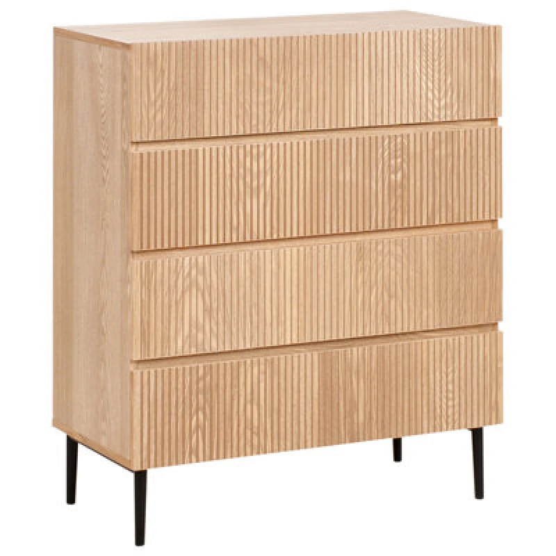 Image of Beliani 4 Drawer Chest Blythe Natural Ash Wood