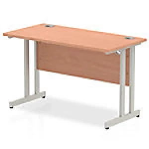 Image of Impulse 1200/600 Rectangle Silver Cantilever Leg Desk Beech