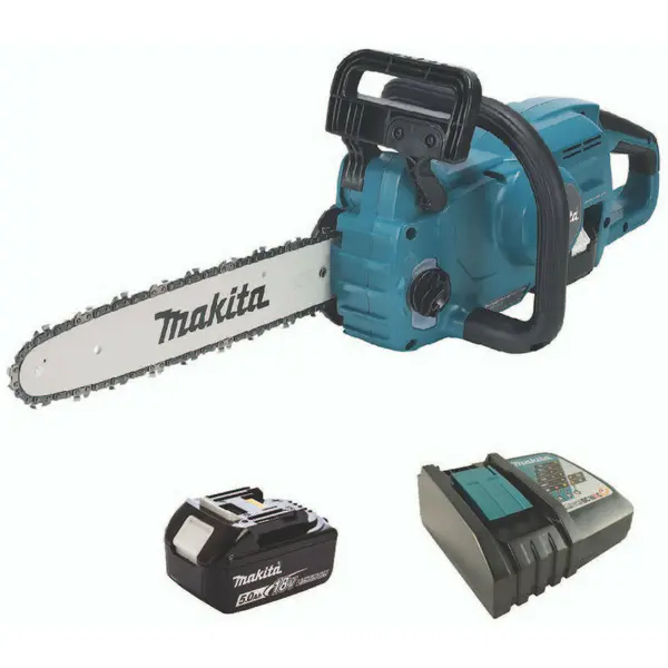 Image of Makita DUC357 18v LXT Cordless Brushless Chainsaw 350mm 1 x 5ah Li-ion Charger
