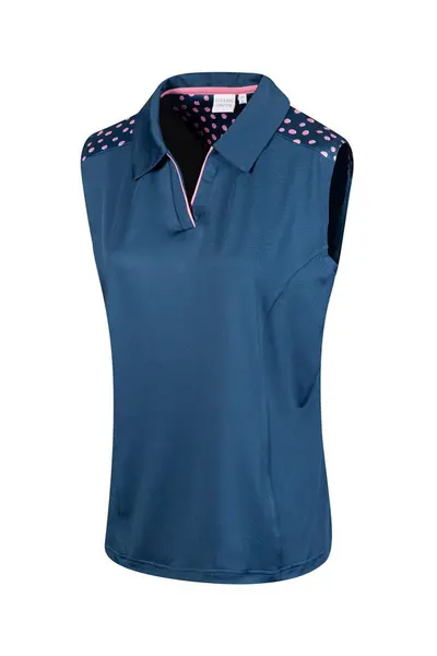 Image of Island Green Golf Sleeveless Blue Polo Shirt