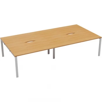 Image of 4 Person Double Bench Desk 1600X800MM Each - White/Beech