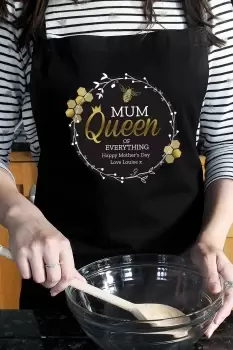 Image of Personalised Queen Bee Black Apron - Cotton