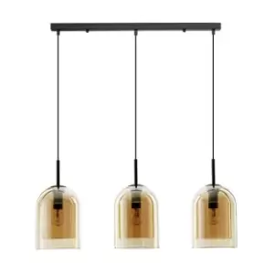 Image of Netlighting Merano Jurupa 3 Light Bar Pendant Ceiling Light Dark Champagne Glass