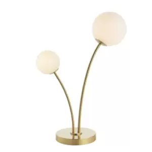 Image of Table Lamp Satin Brass Plate & Opal Glass 2 x 3W LED G9 Complete Lamp