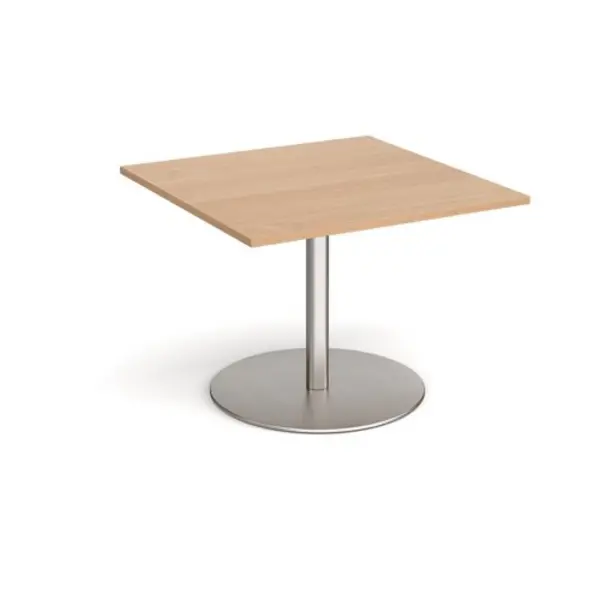 Image of Eternal Eternal square extension table 1000mm x 1000mm - brushed steel base, beech top Beech ETN10-BS-B