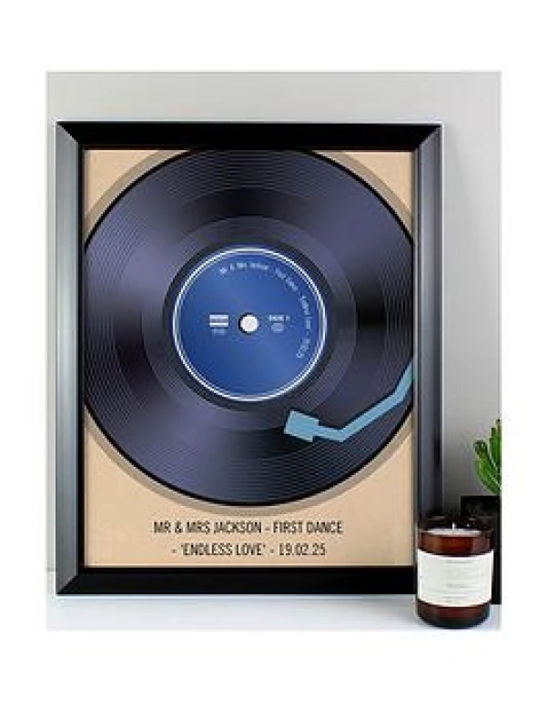 Image of Personalised Retro Vinyl Framed Print Black