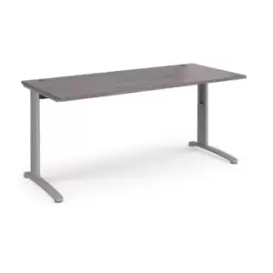 Image of Dams TR10 height settable straight desk 1800mm x 800mm - silver frame, grey oak