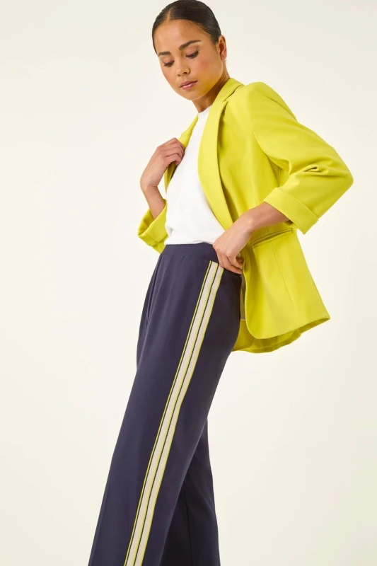 Image of Roman Petite Side Stripe Stretch Trouser, Blue, Size 14, Women Blue WYA4B Female 14