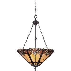 Image of 3 Light Tiffany Ceiling Pendant Bronze Finish, E27